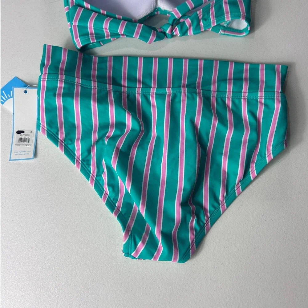 Draper James RSVP Prep In Your Step Striped Bikini Set Green Pink Size Small NEW